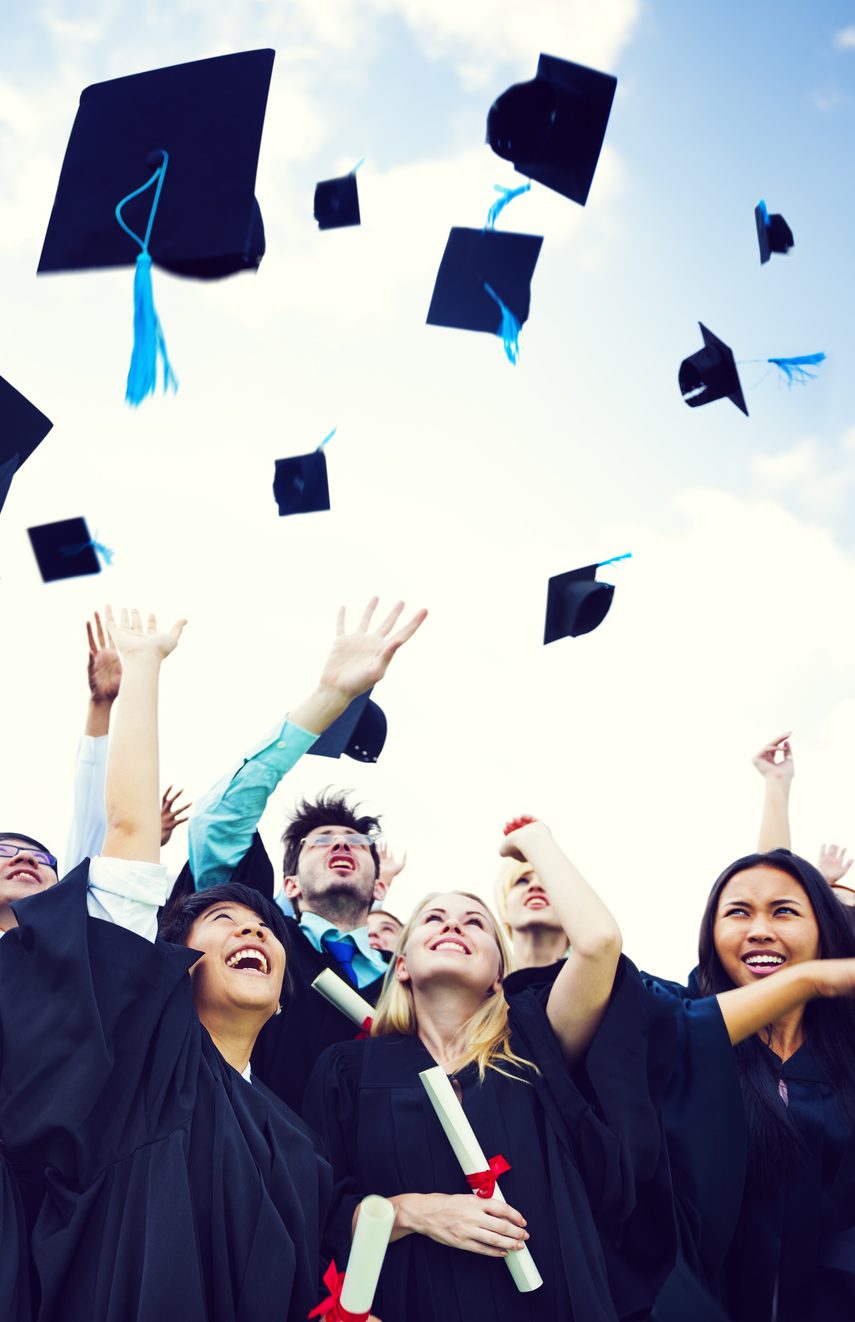 Graduation Caps Thrown in the Air